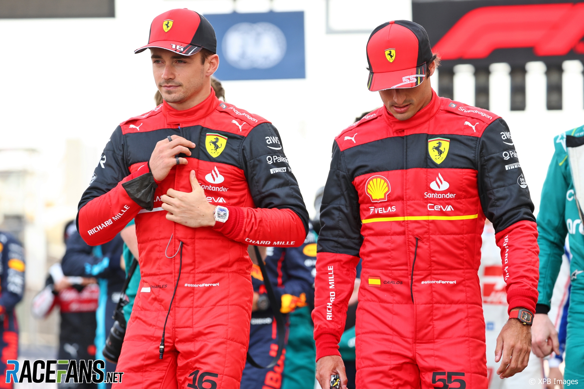 (L to R), Charles Leclerc, Carlos Sainz Jr, Ferrari, Bahrain International Circuit, 2022
