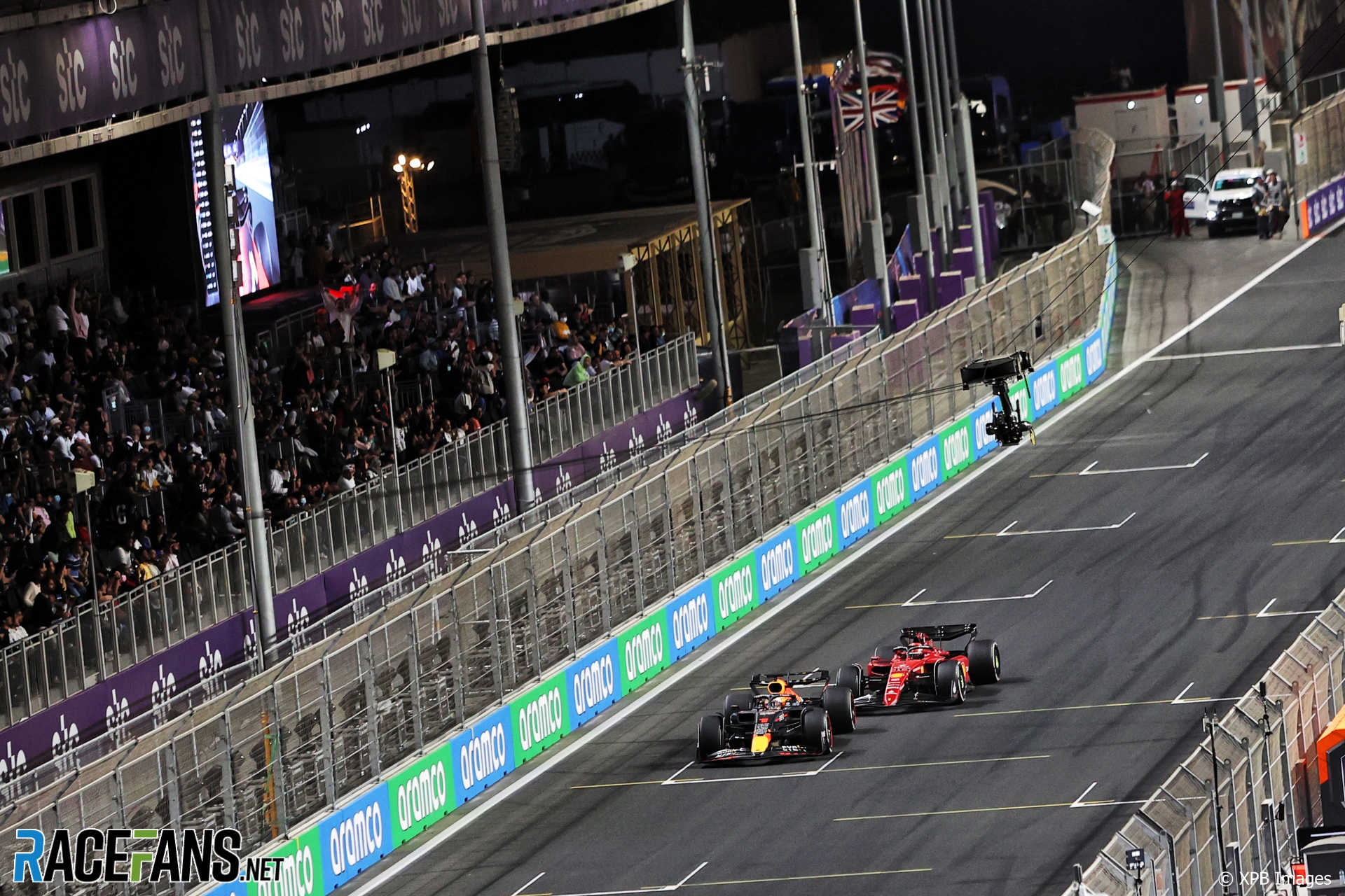Max Verstappen, Red Bull and Charles Leclerc, Ferrari, Jeddah Corniche Circuit, 2022