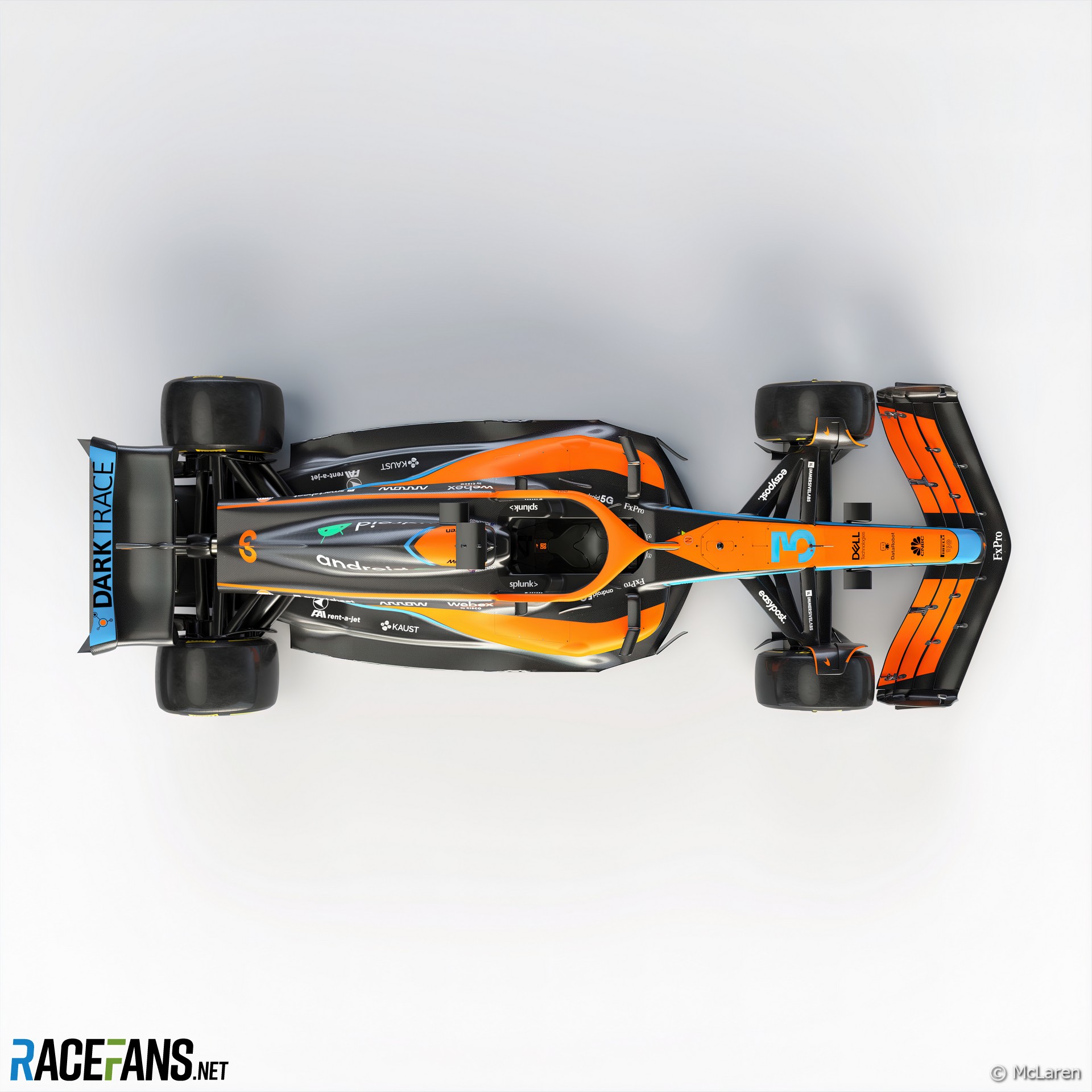 McLaren MCL36 livery with Google Android and Chrome branding