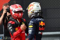 (L to R): Charles Leclerc, Ferrari; Max Verstappen, Red Bull; Imola, 2022