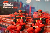(L to R): Carlos Sainz Jr, Charles Leclerc, Ferrari, Monaco, 2022