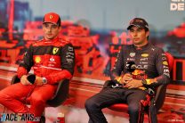 (L to R): Charles Leclerc, Ferrari; Sergio Perez, Red Bull, Monaco, 2022