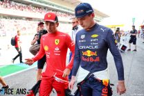 (L to R): Charles Leclerc, Ferrari; Max Verstappen, Red Bull, Circuit de Barcelona-Catalunya, 2022