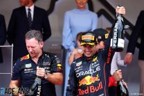(L to R): Christian Horner, Red Bull Team Principal; Sergio Perez, Red Bull, Monaco, 2022