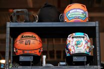 Lando Norris and Daniel Ricciardo’s helmets, Miami International Autodrome, 2022