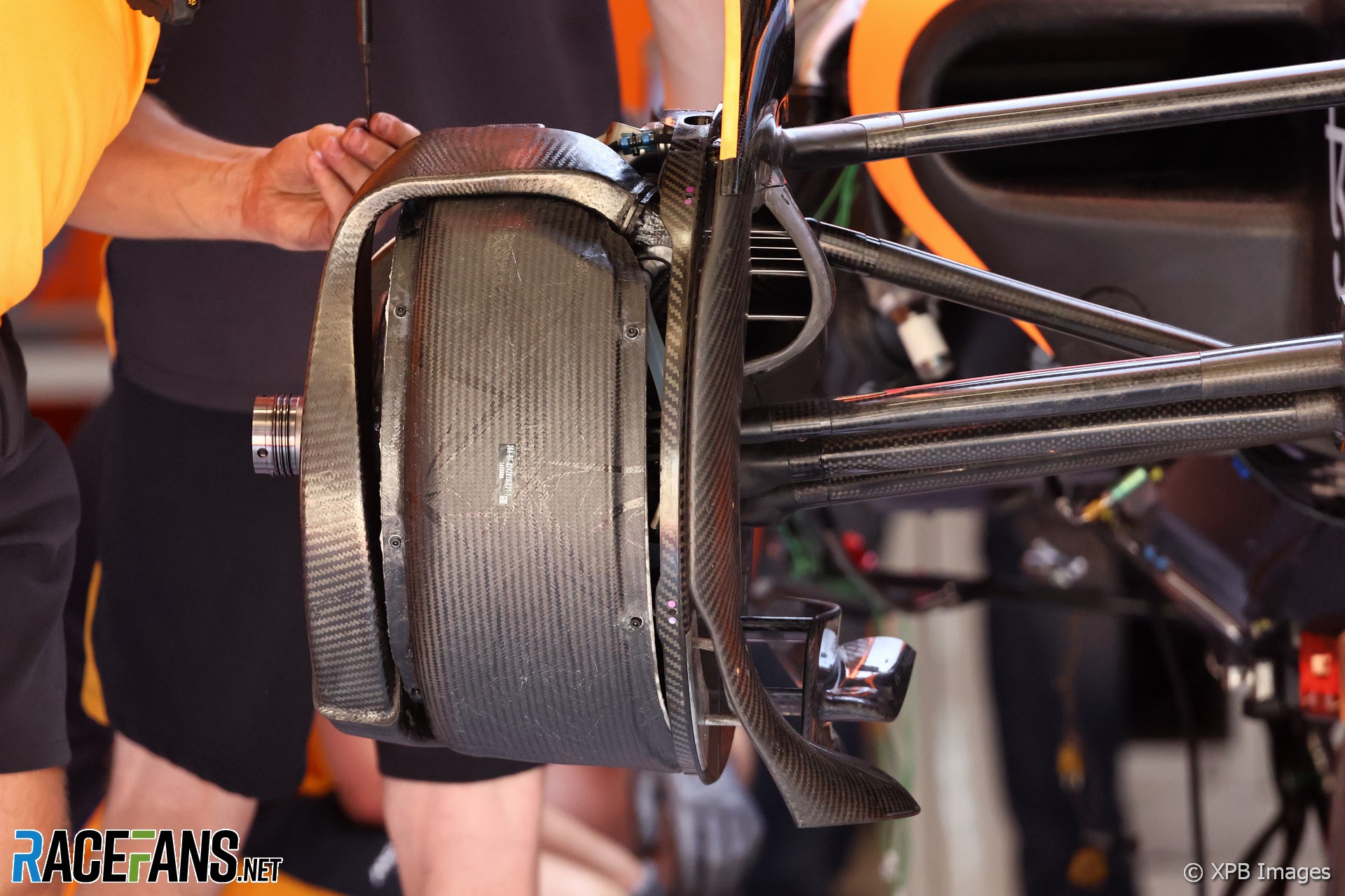 McLaren wheel and brake duct, Circuit de Catalunya, 2022