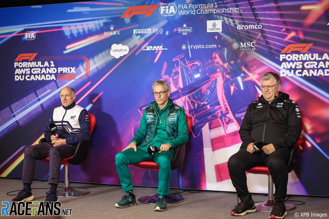 (L to R): Franz Tost, AlphaTauri Team Principal; Mike Krack, Aston Martin Team Principal; Otmar Szafnauer, Alpine Team Principal; Circuit Gilles Villeneuve, 2022