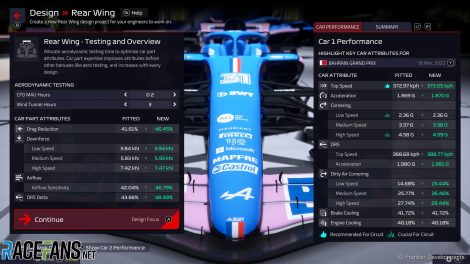 F1 Manager 22 car development screenshot (XBOX)