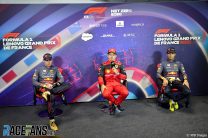 (L to R): Max Verstappen, Red Bull; Charles Leclerc, Ferrari; Sergio Perez, Red Bull; Paul Ricard, 2022