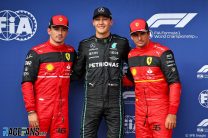 (L to R): Charles Leclerc, Ferrari; George Russell, Mercedes; Carlos Sainz Jr, Ferrari, Hungaroring, 2022