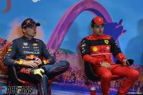 (L to R) Max Verstappen, Red Bull; Charles Leclerc, Ferrari; Red Bull Ring, 2022