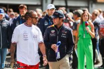 (L to R): Lewis Hamilton, Mercedes; Sergio Perez, Red Bull; Spa-Francorchamps, 2022
