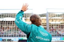 Sebastian Vettel, Aston Martin, waves to fans