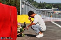 Pierre Gasly lays flowers at scene of Anthoine Hubert’s fatal crash, Spa-Francorchamps, 2022