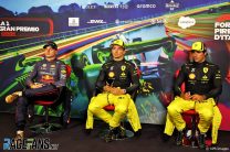 (L to R): Max Verstappen, Red Bull, Charles Leclerc, Carlos Sainz Jr, Ferrari, Monza, 2022