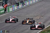 (L to R): Kevin Magnussen, Haas; Daniel Ricciardo, McLaren; Mick Schumacher, Haas; Circuit Zandvoort, 2022