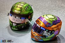 Lando Norris and Daniel Ricciardo's helmets, Singapore, 2022