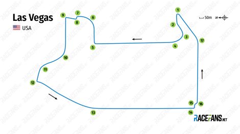 Las Vegas Formula 1 street circuit - September 2022 revised layout