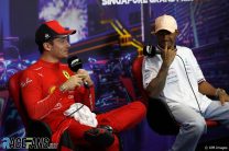 (L to R): Charles Leclerc, Ferrari; Lewis Hamilton, Mercedes, Singapore, 2022