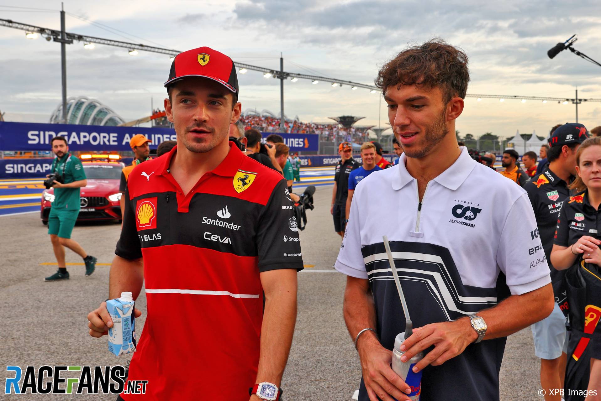 (L to R) Charles Leclerc, Ferrari; Pierre Gasly, AlphaTauri, Singapore, 2022