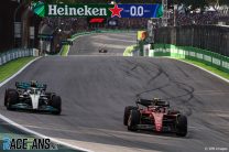 (L to R): Lewis Hamilton, Mercedes; Carlos Sainz Jr, Ferrari, Interlagos, 2022