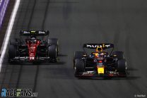(L to R): Guanyu Zhou, Alfa Romeo; Max Verstappen, Red Bull; Jeddah Corniche Circuit, 2023