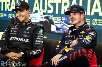 (L to R): George Russell, Mercedes; Max Verstappen, Red Bull, Albert Park, 2023