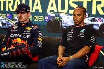 (L to R): Max Verstappen, Red Bull; Lewis Hamilton, Mercedes; Albert Park, 2023