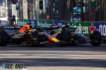 Max Verstappen, Red Bull and George Russell, Mercedes, Baku City Circuit, 2023