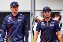 (L to R): Max Verstappen, Sergio Perez, Red Bull, Baku City Circuit, 2023