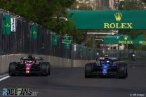 (L to R): Valtteri Bottas, Alfa Romeo; Logan Sargeant, Williams, Baku City Circuit, 2023
