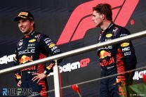 (L to R): Sergio Perez, Max Verstappen, Red Bull, Baku City Circuit, 2023