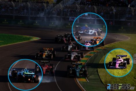 Three crashes at the restart of the 2023 Australian Grand Prix