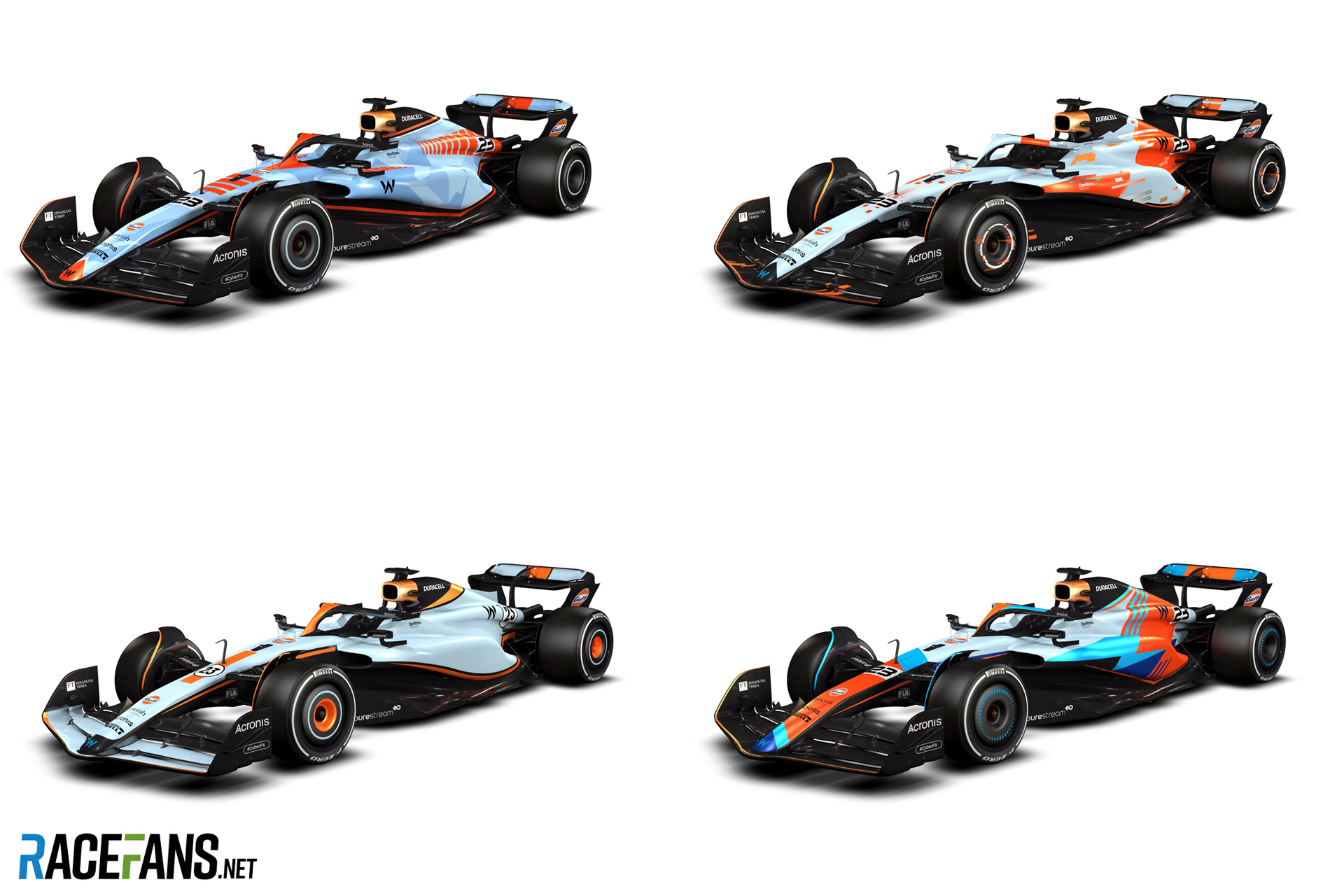 Williams 2023 Gulf livery concepts