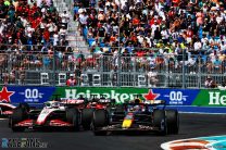 (L to R): Nico Hulkenberg, Haas; Max Verstappen, Red Bull, Miami International Autodrome, 2023