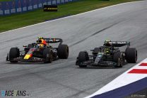 (L to R): Sergio Perez, Red Bull; Lewis Hamilton, Mercedes, Red Bull Ring, 2023