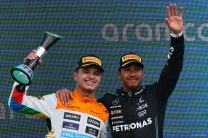 (L to R): Lando Norris, McLaren, Lewis Hamilton, Mercedes, Silverstone, 2023