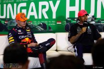 (L to R): Max Verstappen, Red Bull, Lewis Hamilton, Mercedes, Hungaroring, 2023