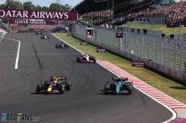 (L to R): Sergio Perez, Red Bull, Fernando Alonso, Aston Martin, Hungaroring, 2023
