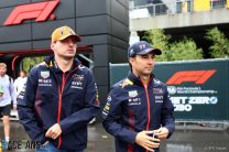 (L to R): Max Verstappen, Sergio Perez, Red Bull, Spa-Francorchamps, 2023