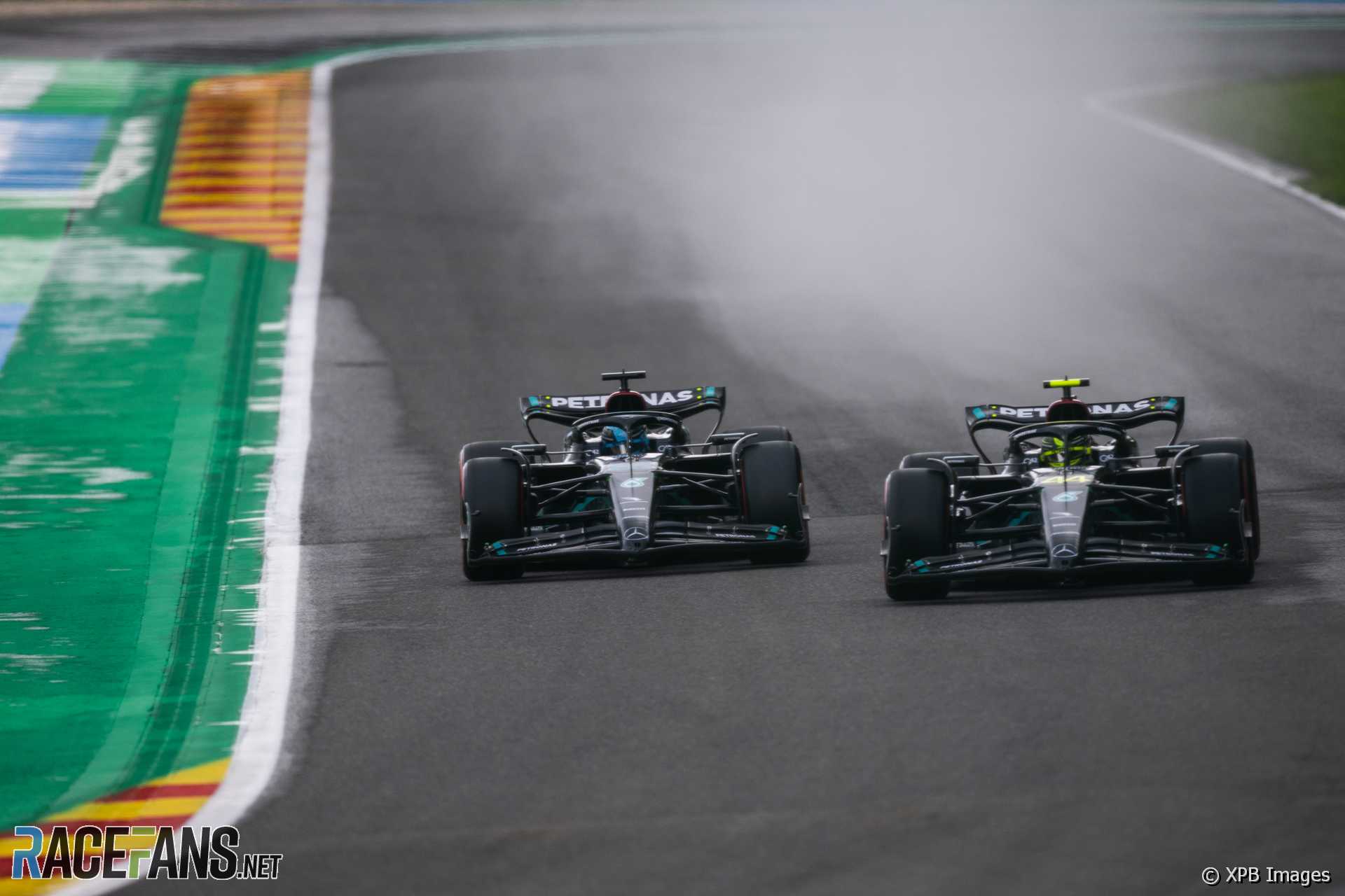 Lewis Hamilton and George Russell, Mercedes, Spa-Francorchamps, 2023