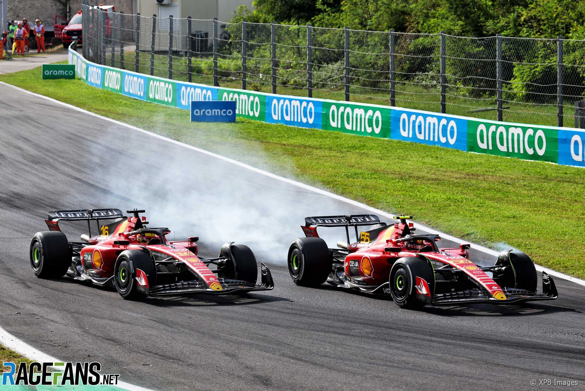Carlos Sainz Jr and Charles Leclerc, Ferrari, Monza, 2023