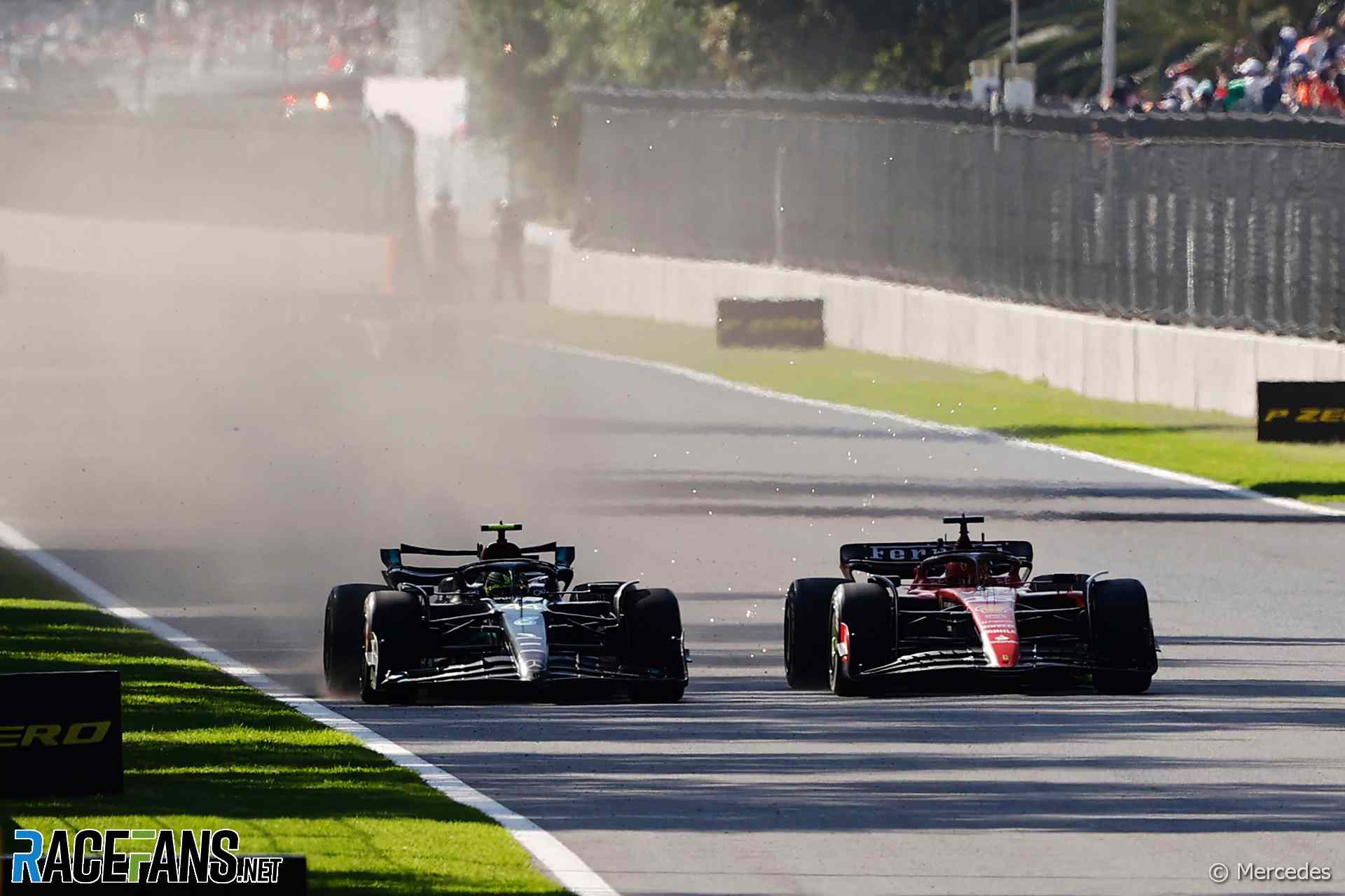 Lewis Hamilton passes Charles Leclerc