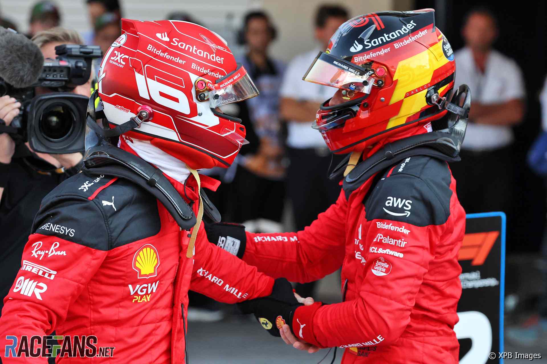 (L to R): Charles Leclerc, Carlos Sainz Jnr, Ferrari, Autodromo Hermanos Rodriguez, 2023