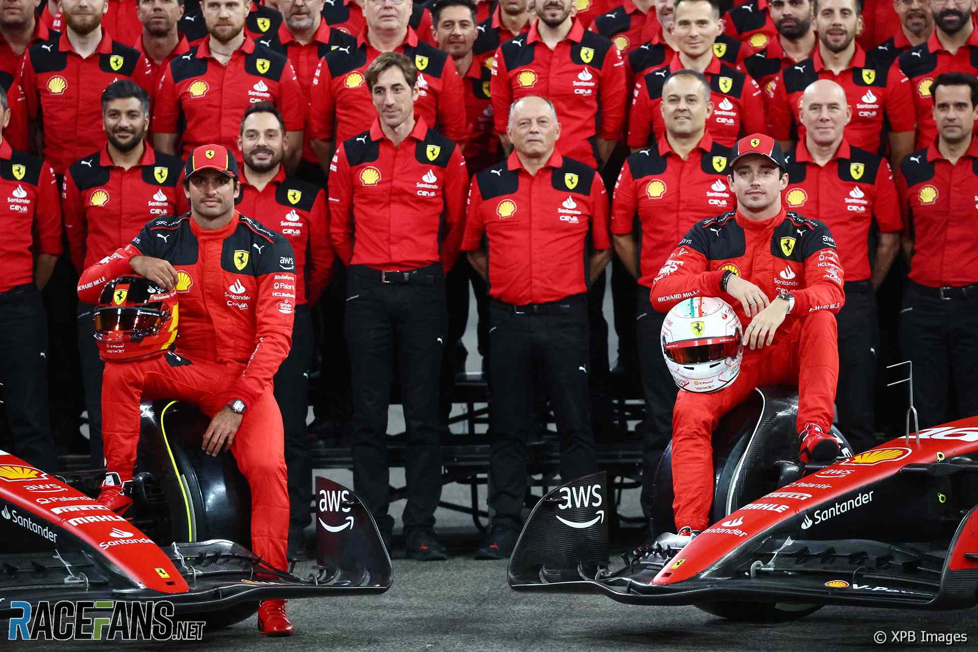 Ferrari team photograph, Yas Marina, 2023