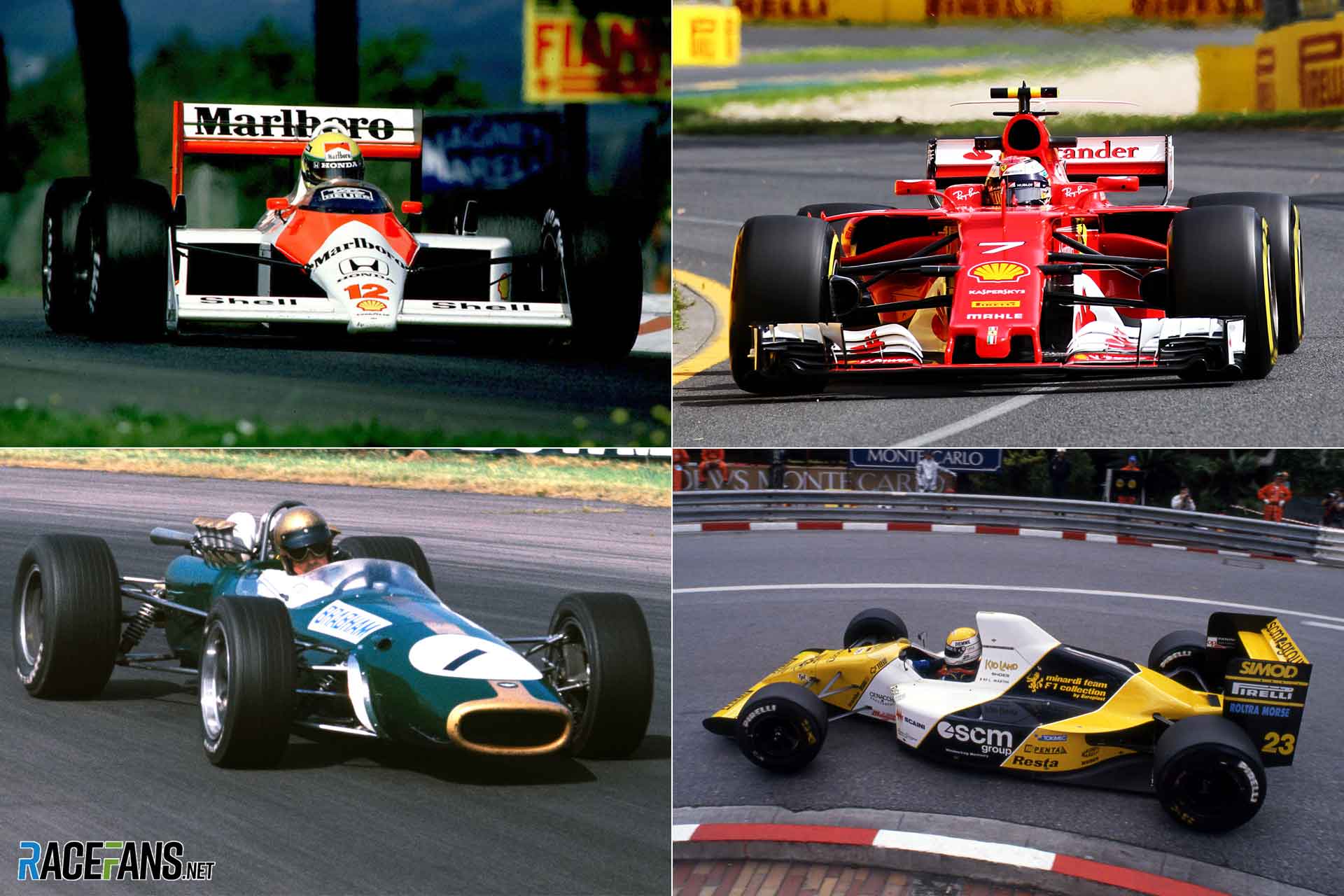 McLaren, Ferrari, Brabham and Minardi