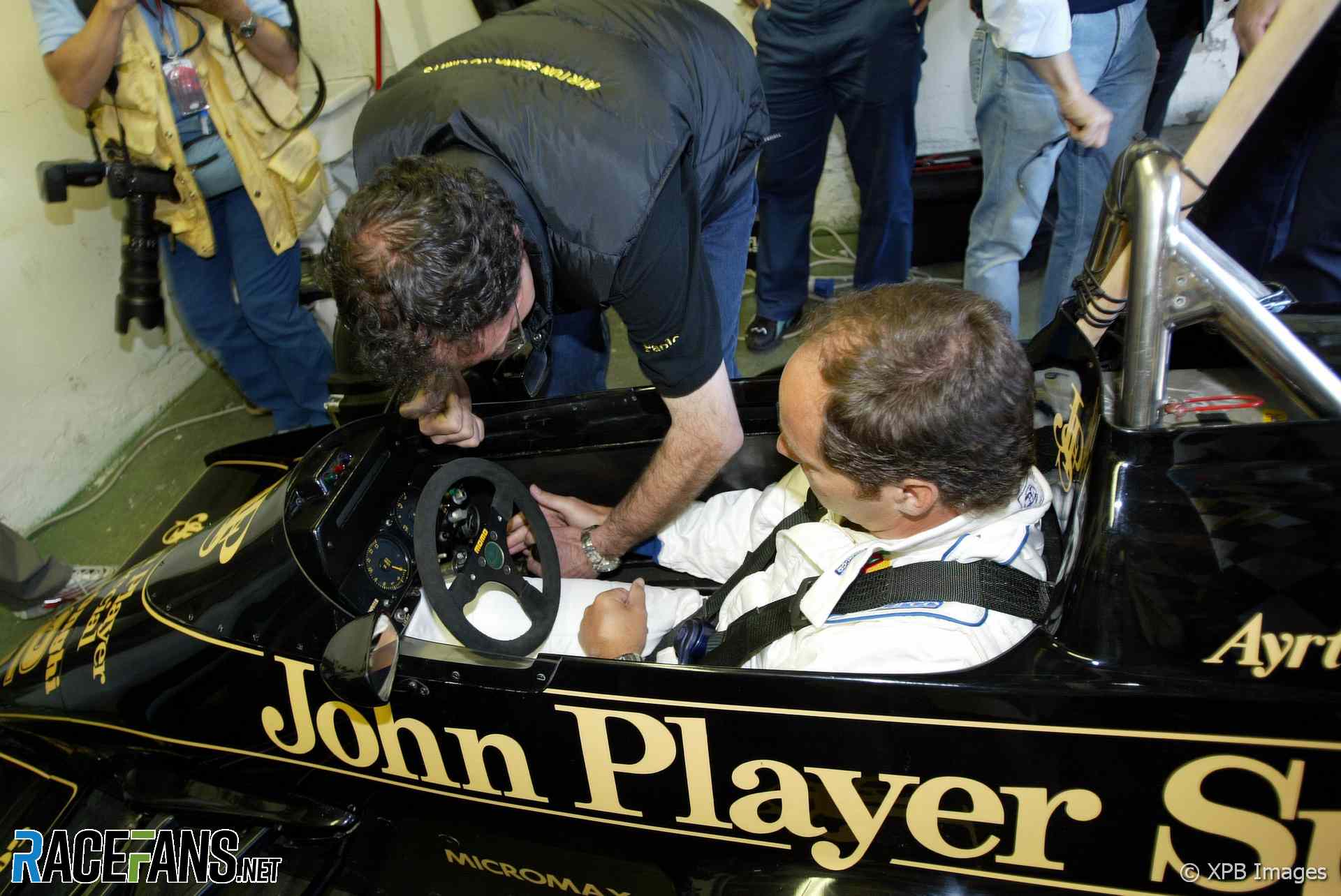 Gerhard Berger's demonstration run for Ayrton Senna and Roland Ratzenberger, Lotus, Imola, 2004
