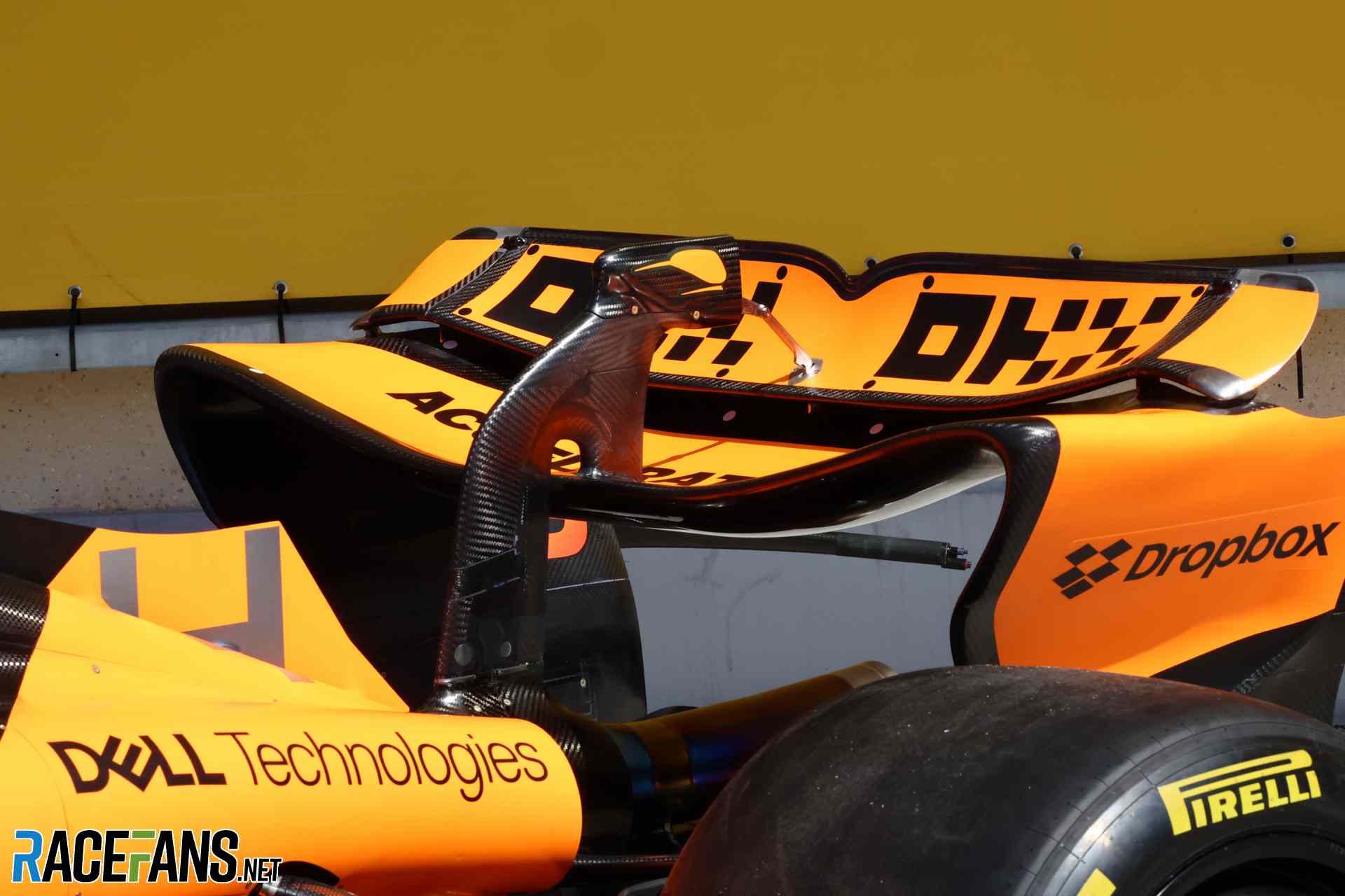 McLaren rear wing, Bahrain, 2024