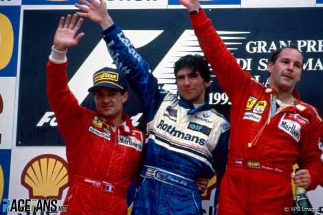 Jean Alesi, Damon Hill, Gerhard Berger, Imola, 1995