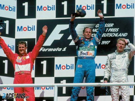 Michael Schumacher, Gerhard Berger, Mika Hakkinen, Hockenheimring, 199